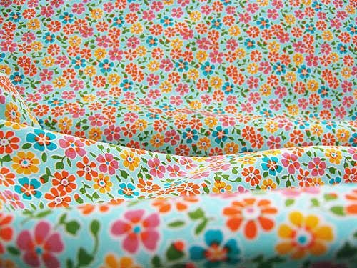 Aqua-multi Petite Floral Lawn