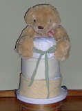 Yellow Diaper Cake With Teddy