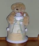 Diaper Cake With Plush Teddy and Embelishments