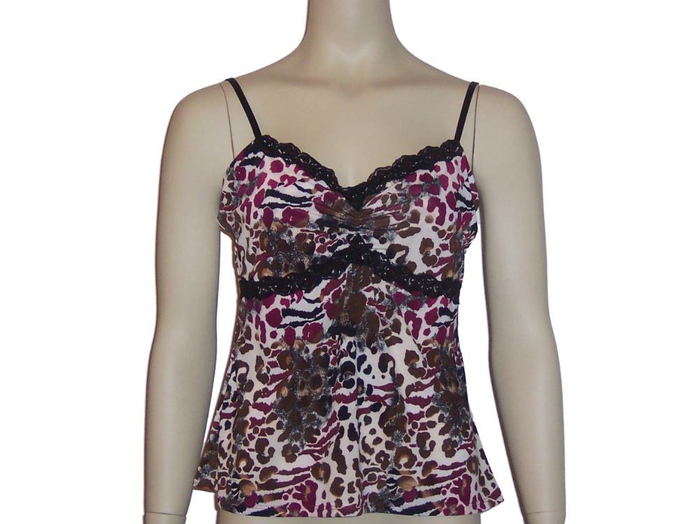 Josie Natori Animal Print Camisole Top Shirt Large M55004