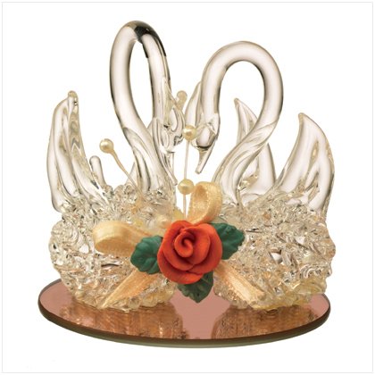 Spun Glass Twin Swans