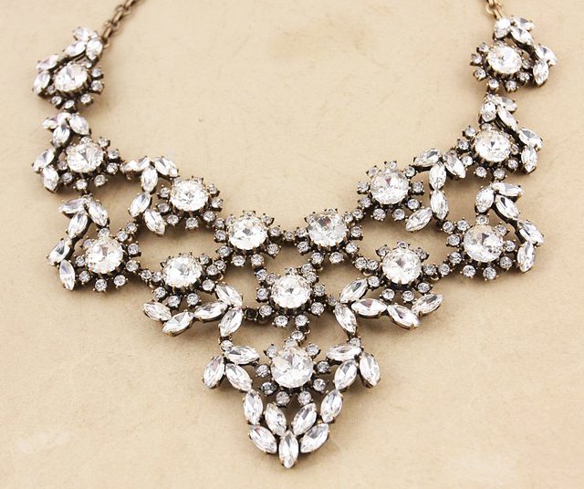 J Crew Crystal Floral Statement Necklace