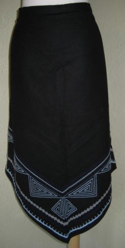 WOMEN BLACK OSCAR DE LA RENTA SKIRT EMBROIDERED PLUS 16