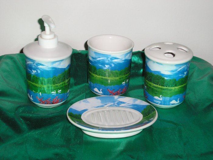 4 piece Bathroom Accessories Set *SWANS*