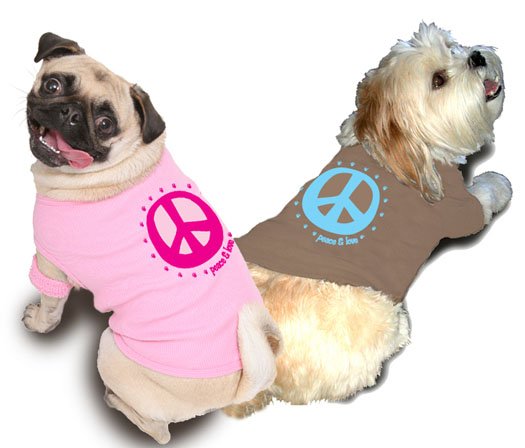 Ruff Ruff and Meow doggie tee-Peace and Love