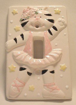 Ceramic Switchplate Ballerina Kitten