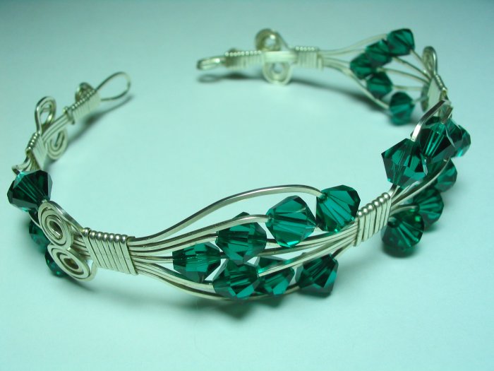 Stunning Artist Sterling Silver & Swarovski Cuff Bracelet