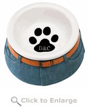 Paw Print Jeans Pet Bowl