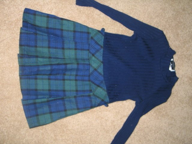 Black & blue/green plaid dress