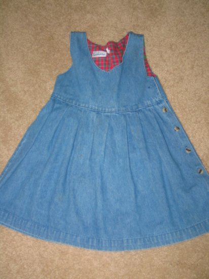 Jean Dress w/red plaid inside