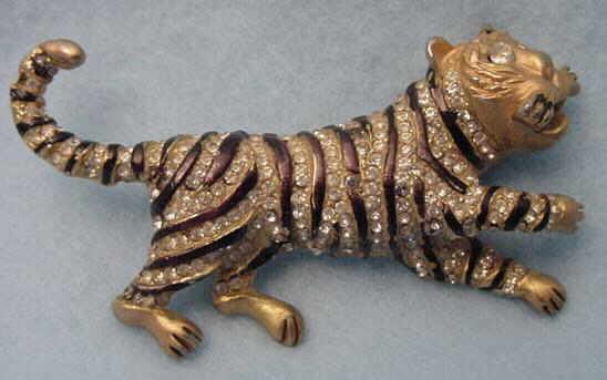 Vintage Crystal Tiger Pin