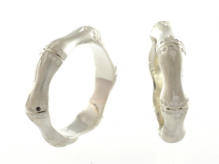Men's Sterling Silver Bamboo Ring size 11, Matte