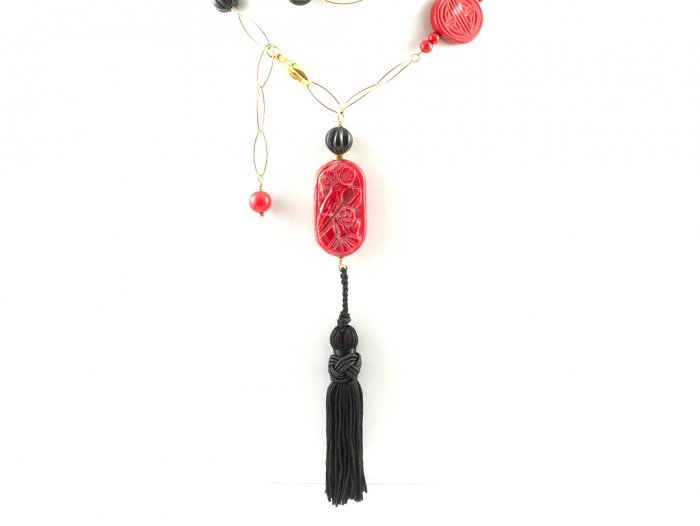 43"" Necklace Coral Chinese Beads