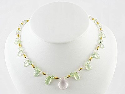 Pink Quartz & Prynite Necklace