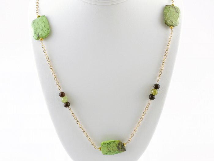 18k & Lime Green Gaspeite Necklace