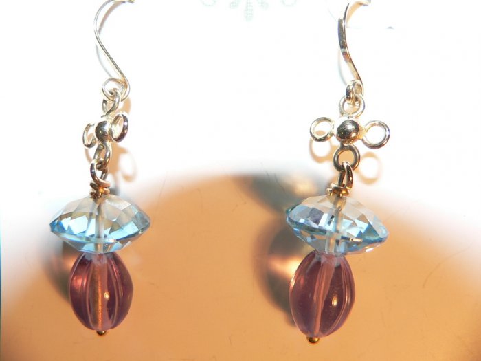 Blue Topaz & Amythest Earrings