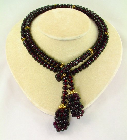 Garnet Lariat Necklace