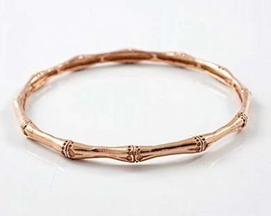 PINK GOLD & Sterling Silver Bamboo Bracelet Bangle