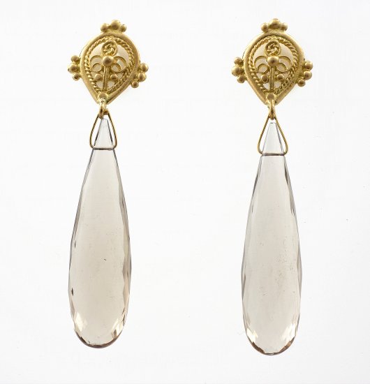 Smokey Topaz Faceted Drop Earrings