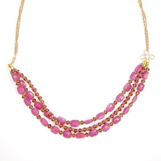 Pink Oblong Sapphire Necklace 2