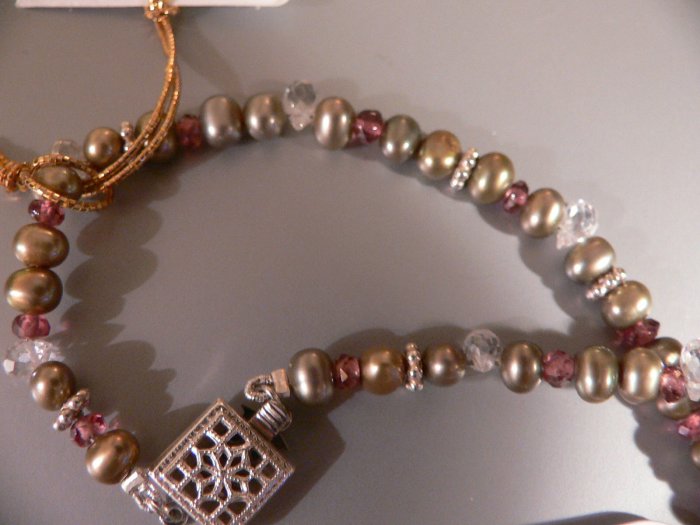 Necklace of Pearls, Garnets & Topaz