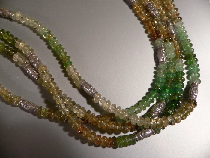 Necklace Green Garnets & Sterling Silver