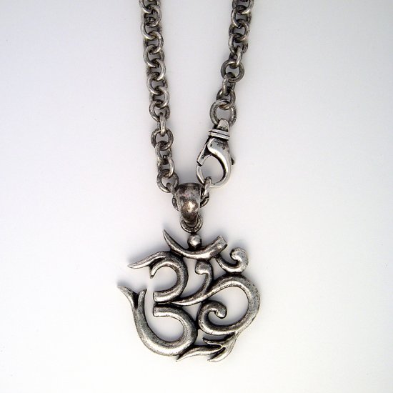 XL Oxidized Sterling Silver Om Ohm