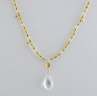 18k Gold & White Topaz Brilolette Drop Necklace