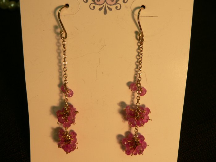 Pink Sapphires Cluster Earrings