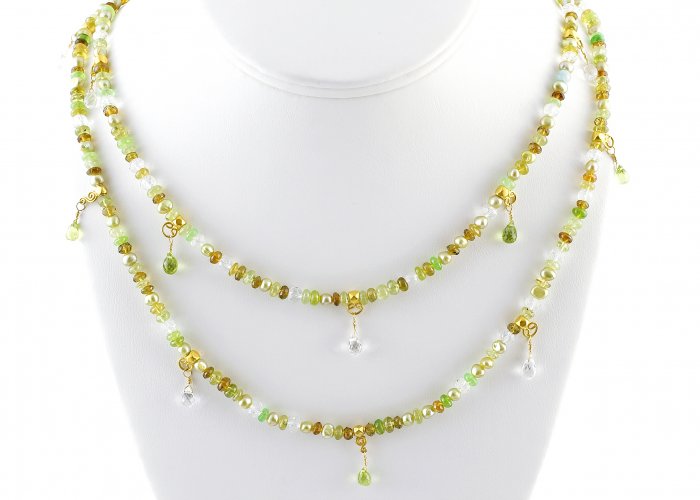 XXL 46" Gaspite & Topaz Necklace