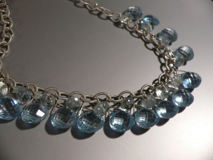 Blue Topaz & Aquamarine with Sterling Silver Necklace
