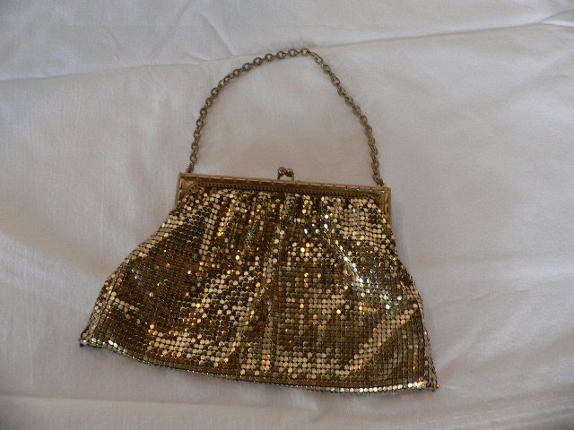 Whiting & Davis Vintage Gold Metal Mesh Evening Bag