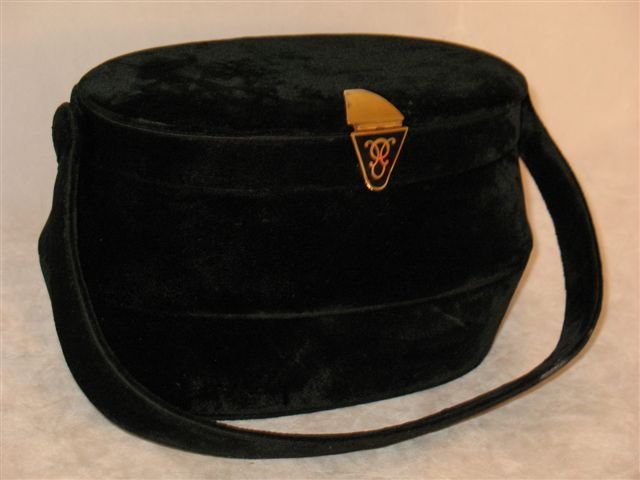Vintage Bienen Davis Black Velvet Box Bag
