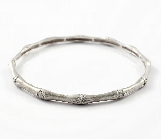 Solid White Gold Bamboo Bangle