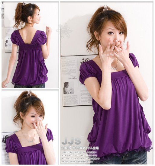 Baby Doll Shrinking Back Blouse - Purple