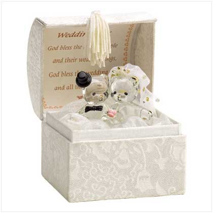 Wedding Bride and Groom Bears Glass Figurine - Code: 38228