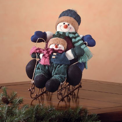 Plush Snowman Kids On Sled - Code: 34875