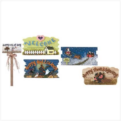 Season Signs with Stake Set - 6 Pc - Code: 34722