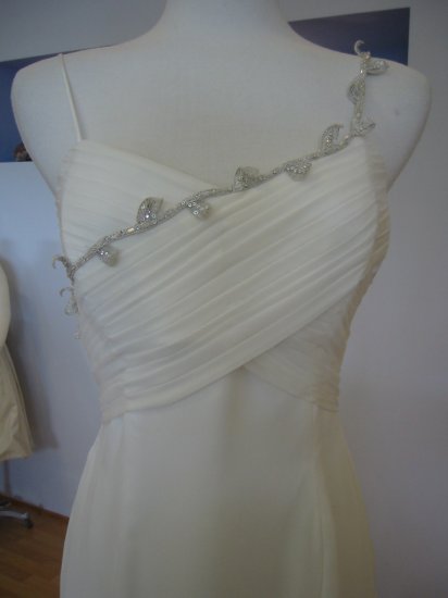 Silk Chiffon Gown with Silver Detail