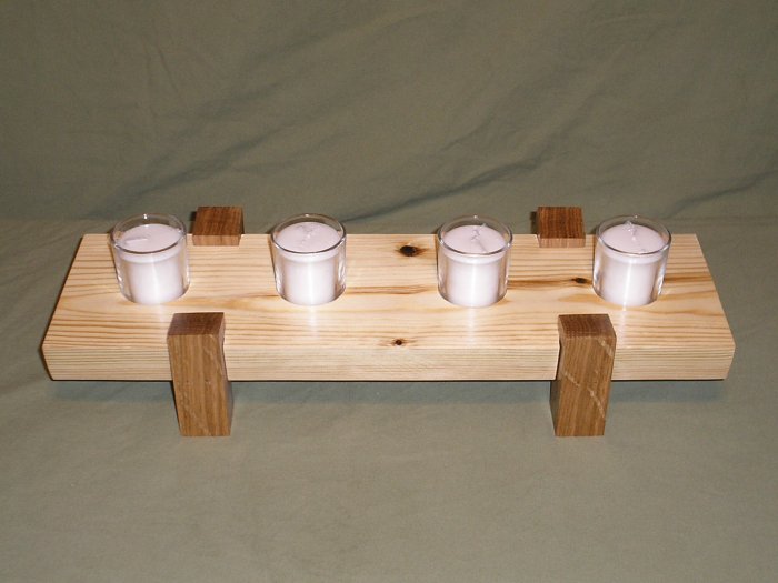 Handcrafted Wooden 4 Votive Candle Holder