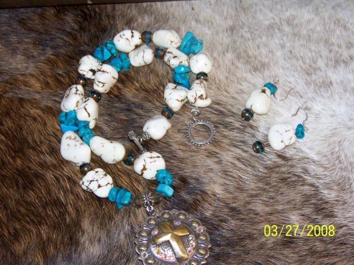 cross concho turquoise necklace