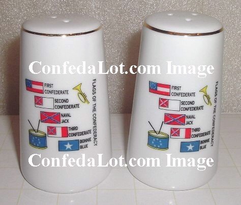 Flags of Confederacy Fine Porcelain Salt & Pepper Shaker Set NEW