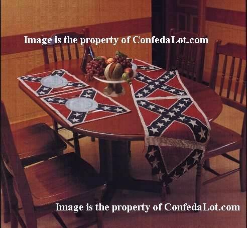 Confederate Flag Table Runner With Six Placemats Set NEW
