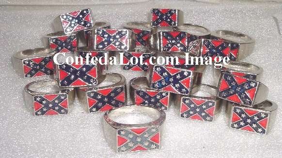Wholesale 2 Dozen Battle Flag Rings in Assorted Sizes Heavy Gauge