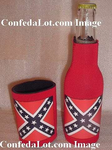 Can and Bottle Koozie Coolie Set Insulated RED NEW Keeps Beverages cold or hot Confederate