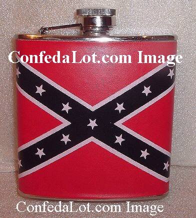 LEATHER Hip Flask Confederate Stainless Steel Hip Flask NEW Red