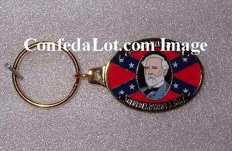Robert E Lee Solid Brass n Enamel Engraved Keychain NEW
