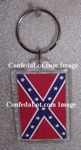 Confederate Flag Fine Lucite Keychain Rectangular style NEW