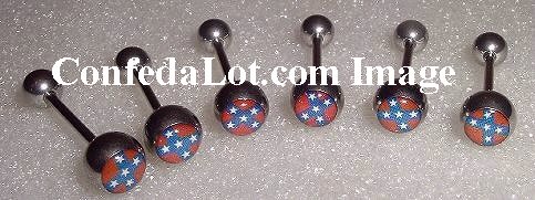 50 Confederate Flag BarbeLL Body Jewelry Surgical Grade Stainless Steel NEW