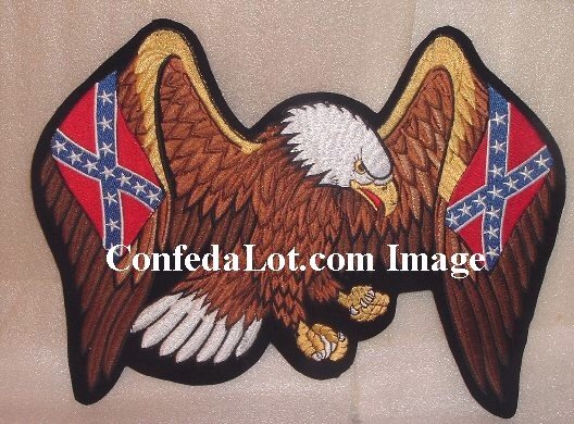 Huge 13 inch Confederate Eagle and Flags Embroidered Patch NEW Iron on or Sew on